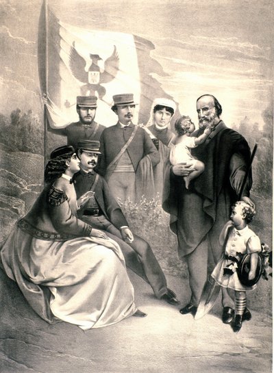 Porträt des italienischen Patrioten und Helden des Risorgimento Giuseppe Garibaldi mit seinen Kindern von Unknown artist