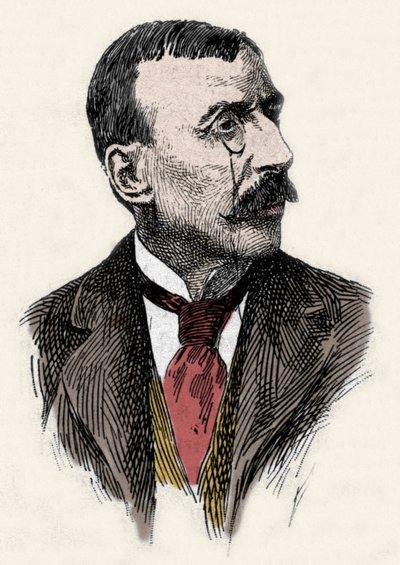 Porträt des portugiesischen Schriftstellers und Diplomaten Jose Maria de Eeca de Queiros oder Queiroz (1845-1900). Gravur des 19. Jahrhunderts von Unknown artist
