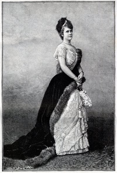 Porträt der Königin von Rumänien Elisabeth Pauline Ottilie Louise de Wied, bekannt als Carmen Sylva (1843-1916), Ehefrau von König Karl I. - Gravur von 1893 von Unknown artist