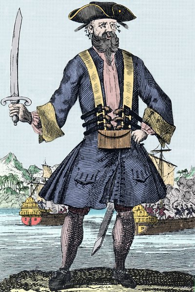 Porträt des Piraten Edward Teach genannt Barbenoire (Blackbeard oder Schwarzbart) von Unknown artist