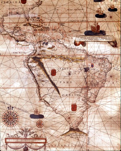 Portulan, der Südamerika darstellt, gehörend zu Bartolomeo Velhio. 1561 von Unknown artist