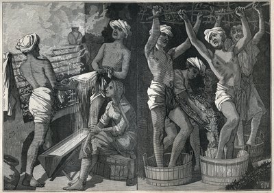 Vorbereitung von Lack in Indien. Gravur von 1885 in „Les arts et metiers illustres“ von Adolphe BITARD von Unknown artist