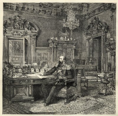 Prinz Alexander von Bulgarien (1857-1893), in seinem Arbeitszimmer - Alexander von Battenberg - Porträt von Alexander I. von Bulgarien oder Alexander von Battenberg (1857-1893) in seinem Arbeitszimmer - 1886 - von Unknown artist