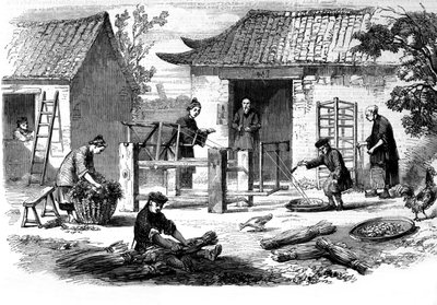 Seidenproduktion in China und die verschiedenen Herstellungsstufen von Unknown artist