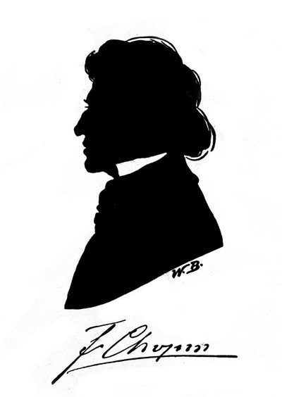 Profilsilhouette des polnischen Komponisten Frederic Chopin (1810-1849) mit Autogramm. 19. Jahrhundert von Unknown artist