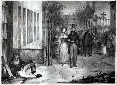 Spaziergang auf den Boulevards in Paris im 19. Jahrhundert - Gravur von Unknown artist