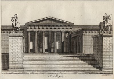 Propyläen (Propilei) (Akropolis von Athen) Gravur aus „Usi e Costumi di Tutti i Popoli dell