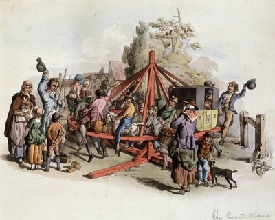 Öffentliches Reiten in Großbritannien - Lithografie, Anfang 19. Jahrhundert von Unknown artist