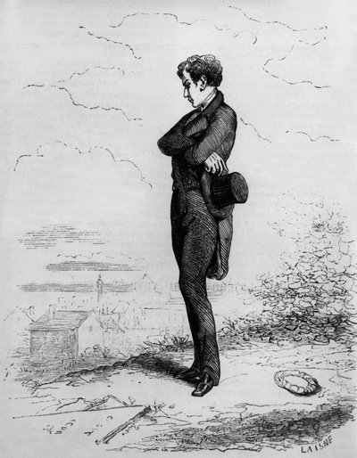 Rastignac bleibt allein, machte ein paar Schritte auf dem Friedhof... von Unknown artist