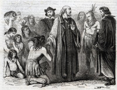 Darstellung von Bartolomé de las Casas (1484-1566) Dominikanerpriester, Missionar bei den Indianern (Porträt von Bartolomé de las Casas, Dominikanermönch und Beschützer der Indianer - Gravur von 1860 von Unknown artist