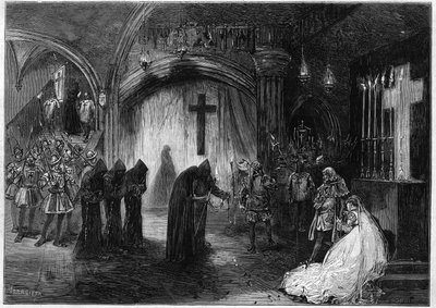 Aufführung von „Marie Tudor“, Drama in drei Tagen und Prosa von Victor Hugo, im Théâtre de la Porte Saint-Martin in Paris im Jahr 1873. von Unknown artist
