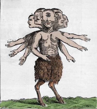 Darstellung einer monströsen Kreatur, die 1655 im Zardana-Gebirge in Spanien gefangen wurde. Gravur von Unknown artist