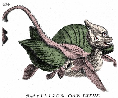 Darstellung des Basilisken, Gravur des 17. Jahrhunderts von Unknown artist