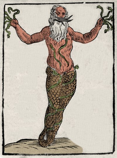 Darstellung der griechischen Gottheit Typhon. Gravur aus „Mythologiae sive explicationes fabularum“ von Natalis Comitis. 1637 von Unknown artist