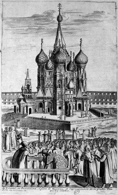 Darstellung der Dreifaltigkeitskirche in Moskau in einer Gravur aus dem 17. Jahrhundert von Unknown artist