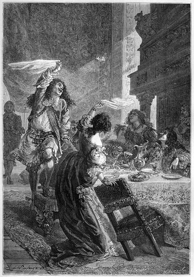 Restaurationsparty - König Karl II. (1630-1685) mit Lady Castlemaine (BARBARA VILLIERS, Gräfin von Castlemaine, Herzogin von CLEVELAND, Geliebte von Karl II.) - Karl II. feiert seine Thronbesteigung in England im Jahr 1660 mit seiner Geliebten, Lady Castle von Unknown artist