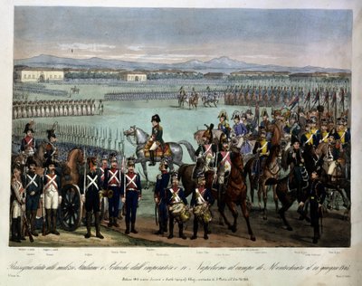 Überprüfung der italienischen und polnischen Milizen Napoleons auf dem Montechiaro-Feld, 10. Juni von Unknown artist