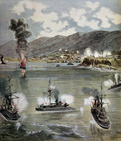 Revolution in Chile: der Angriff auf Valparaiso 1891. Illustration aus „Supplement illustré du Petit Journal“ von Unknown artist