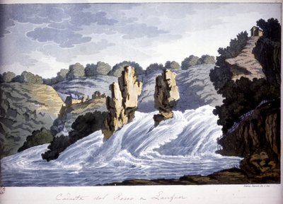 Rheinfall in Laufen, Deutschland. Gravur aus dem frühen 19. Jahrhundert. von Unknown artist