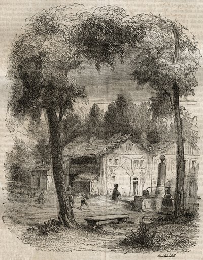 Rousseau in Motiers (Kanton Neuchatel) - Illustration für die „Bekenntnisse“ von Jean-Jacques Rousseau - Gravur von 1849 von Unknown artist