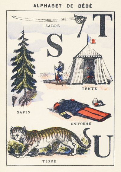 S T U: Säbel, Tanne, Zelt, Tiger, Uniform von Unknown artist
