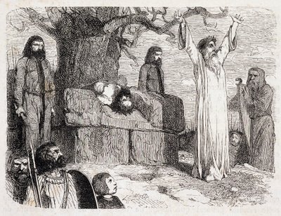 Menschliches Opfer durch Druiden - in „La bretagne ancienne et moderne“ von Pitre-Chevalier, herausgegeben von W. Coquebert von Unknown artist