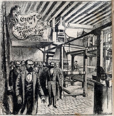 Sadi Carnot (1837-1894) besucht eine Werkstatt in Canut, 8. Oktober von Unknown artist