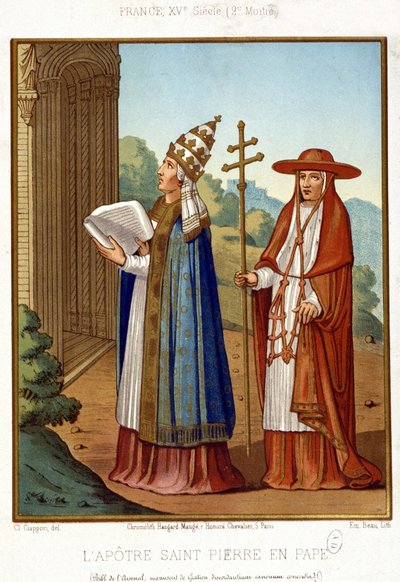 Sankt Peter als Papst begleitet von einem Kardinal, 2. Hälfte des 15. Jahrhunderts von Unknown artist