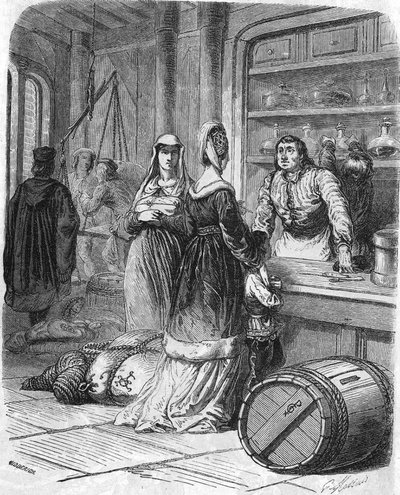 Szene aus dem Alltagsleben, Laden im 15. Jahrhundert von Unknown artist