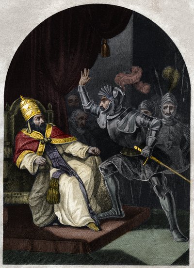 Sciarra Colonna ohrfeigt Papst Bonifatius VIII. von Unknown artist