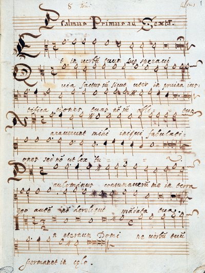 Notenblattseite eines Psalms für vier Stimmen, der Kardinal Francesco Gonzaga gehörte von Unknown artist