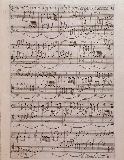 Notenseite des zweiten Buches der Toccaten von Girolamo Frescobaldi von Unknown artist