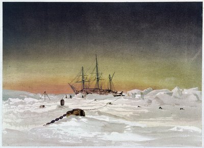 Schiff im Eis - in „The shores of the polar sea, an Arctic expedition narration“ von Unknown artist
