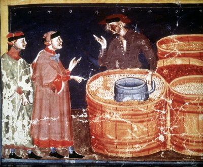 Werkstatt eines Handwerkers aus einem Miniaturmanuskript des 14. Jahrhunderts von Unknown artist