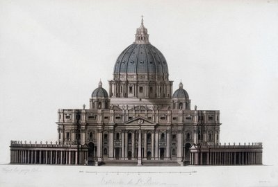 Petersdom in Rom im Vatikan (San Pietro in Vaticano). In „Das alte und moderne Kostüm“ 1819-1820, von Jules Ferrario von Unknown artist