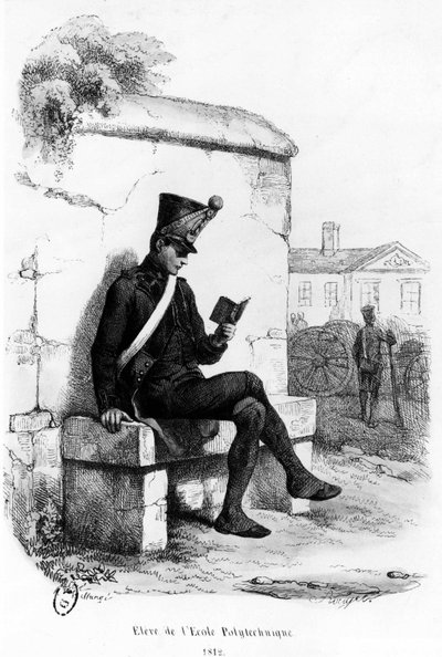Student der École Polytechnique beim Lesen - Gravur, Musée Carnavalet von Unknown artist