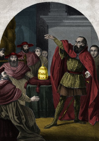 Der Gegenpapst Johannes XXIII. (Antipapa Giovanni 23) (1410-1415) (Baldassarre Cossa) wurde 1410 vom Konzil von Pisa zum souveränen Papst ausgerufen. Gravur von 1842 in „Histoire des popes“ von Maurice Lachatre. Private Sammlung. von Unknown artist