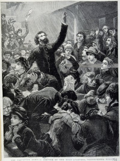 Die Heilsarmee - Verteilung am Hauptquartier Whitechapel Road im Jahr 1881 von Unknown artist