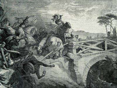 Die Schlacht von Garigliano (Garellano) zwischen Franzosen und Spaniern während des Dritten Italienischen Krieges, 29. Dezember 1503: Gonzalo Fernandez De Cordoba genannt El Gran Capitan von Unknown artist