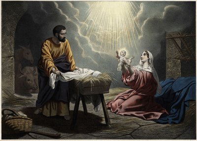 Die Geburt Christi. Anonymer Stich aus der Mitte des 19. Jahrhunderts. von Unknown artist