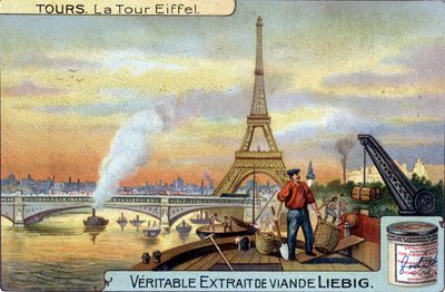 Der Eiffelturm von der Seine in Paris am Abend gesehen. von Unknown artist