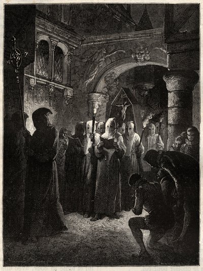 Der König von Frankreich Heinrich III. im weißen Büßergewand - Prozession der Bruderschaft, die vom König am 23.03.1585 eingesetzt wurde von Unknown artist