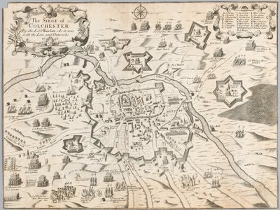 Die Belagerung von Colchester durch Lord Fairfax, wie es mit der Linie und den Außenwerken 1648 war (Gravur) von Unknown artist