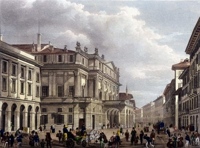 Das Teatro alla Scala in Mailand zu Beginn des 19. Jahrhunderts. Zeitgenössische Gravur. Museo della Scala de Milan von Unknown artist