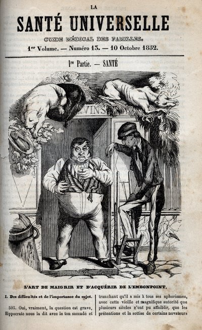 Die Kunst, Gewicht zu verlieren und zuzunehmen - Gravur in „La Sante Universelle - Guide Medical des Familles“ 1852 von Unknown artist