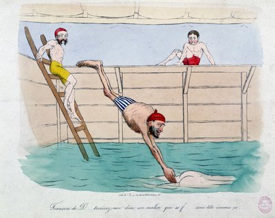 Das Bad: Karikatur der öffentlichen Bäder (Schwimmbäder) in Paris - 19. Jahrhundert, Carnavalet von Unknown artist