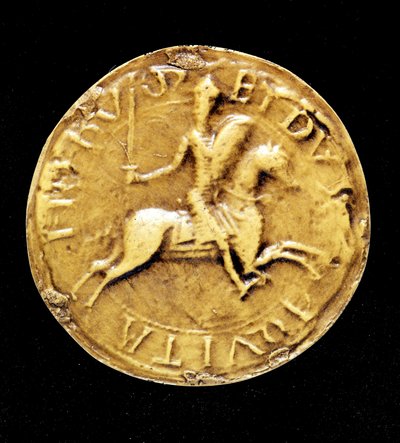 Das Gegensiegel von Ludwig VII. (1120 - 1180) von Frankreich, das ihn zu Pferd darstellt. von Unknown artist