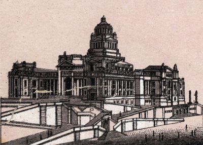 Das Gerichtsgebäude in Brüssel, Belgien in „Die Welt illustriert 168 Ansichten“. Undatiert (spätes 19. Jahrhundert) von Unknown artist