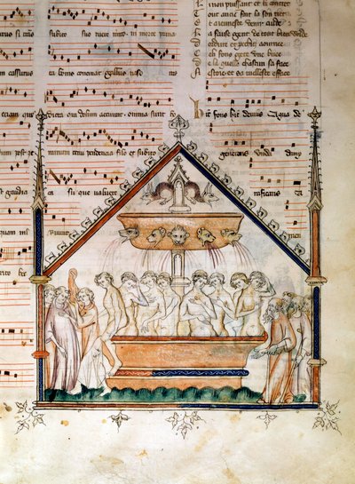 Der Jungbrunnen: Miniatur aus dem Manuskript „Le roman de Fauvel“ von Gervais du Bus von Unknown artist