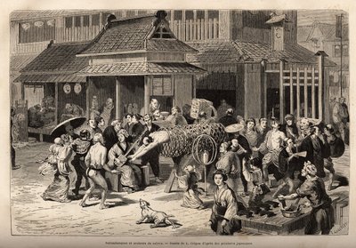 Die Hauptattraktion wird von dem erstaunlichen Springer gemacht, der durch Reifen springen kann, die auf Stangen montiert sind, sich kreuzen und an ihrem Schnittpunkt einen balancierten Krug tragen; oder einen langen Zylinder aus Bambusgeflecht überqueren, von Unknown artist